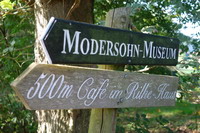 Hinweisschild zum Cafe im Rilke-Haus