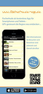 Flyer zur Fischerhude-App für iPhone, iPad und Android (www.fischerhude-app.de) - GPS-gesteuert Fischerhude und Umgebung neu entdecken ...