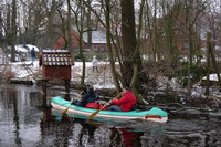 Kanufahrer im Winter